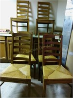 (6) Ladder Back Woven Seat Chairs