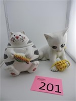 Italian Kitten W/ Yarn Ball & Cat W/ Trout Jar