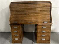 Vintage Roll Top Wood Desk
