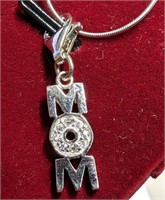 $80 Silver Cz Mom 16"  Necklace