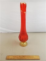 LE Smith Glass Amberina Swung Vase 18 & 1/2" H