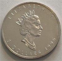 1996 Canadian 1-Oz Silver Maple Leaf