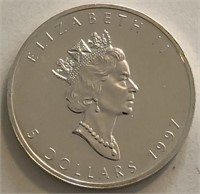 1997 Canadian 1-Oz Silver Maple Leaf