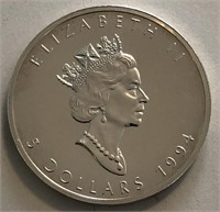 1994 Canadian 1-Oz Silver Maple Leaf