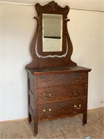 Antique Dresser. 34” x 18” x 72” top of mirror