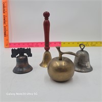Vintage Brass Apple Bell with Stem and Leaf