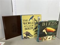 3 books: wild animals, atlas of birds, birds