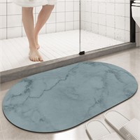 Super Absorbent Bath Mat  31.5*19.7 in Oval blue