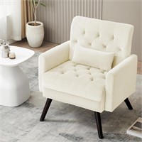 $136  BMWEI Velvet Accent Chair (Beige), Wood Legs