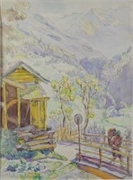 GEORG PEVETS AUS 1893-1971 SIGNED ALPS PAINTING