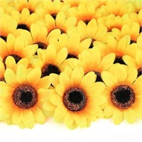 Mocoosy 100 Pcs Artificial Silk Sunflower Heads -