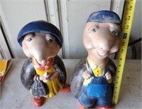 TWO POTTERY YARD ART FIGURES