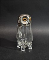 VICTORIAN SILVERED OWL NOVELTY GLASS CLARET JUG