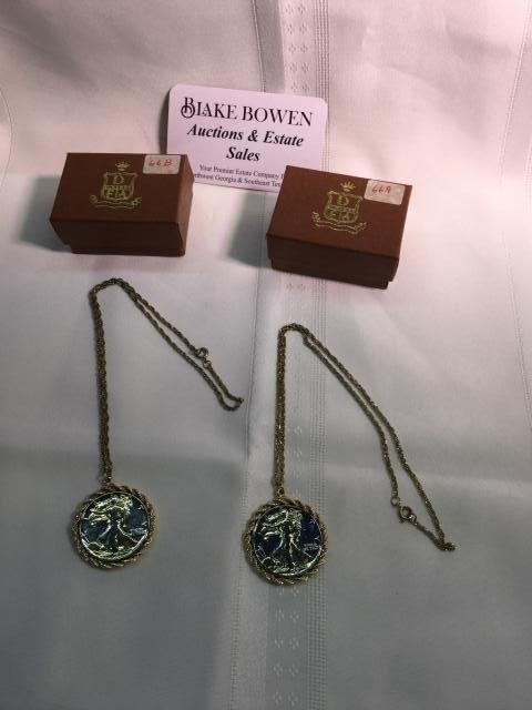 Two 1942 Silver Half Dollar Necklaces