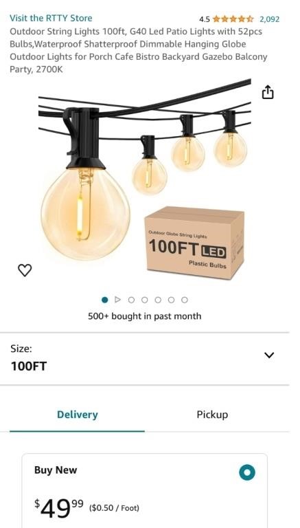 OUTDOOR STRING LIGHTS (OPEN BOX, NEW)
