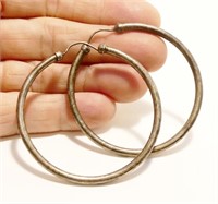 2" Thin Sterling Silver Hoop Earrings 6.2g