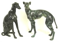 PAIR OF BRONZE GREYHOUND DOGS