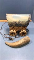 Wagon lamp and powder  horn