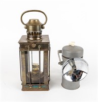Vintage Ship Lantern & Justrite Carbide Lamp