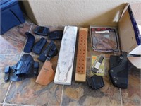 P729- Box Of Gun Holsters & Reloading Items