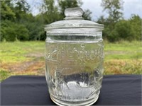 Clear Glass Planter's Peanuts Store Jar, Chip on