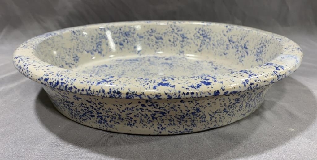 Western Stoneware Blue Sponge Pie Plate