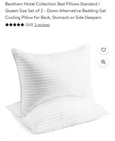 Queen Size Set of 2 Gel Cooling Pillows, Beckham