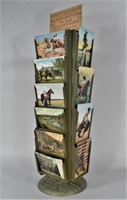 Antique Postcard Display Rack and Cards