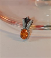 14kt white gold Spessertite Garnet and Diamond