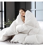 King sized down feather comforter in white