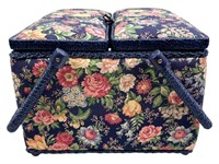 Floral Pattern Sewing Basket w/ Tray - New