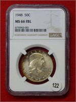 1948 Franklin Silver Half Dollar NGC MS66 FBL