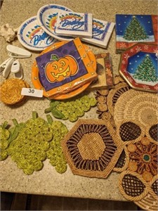 Paper Plates, Napkins, Woven Trivets & Coasters