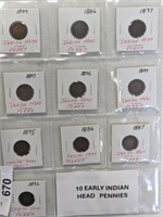 10 EARLY INDIAN HEAD PENNIES