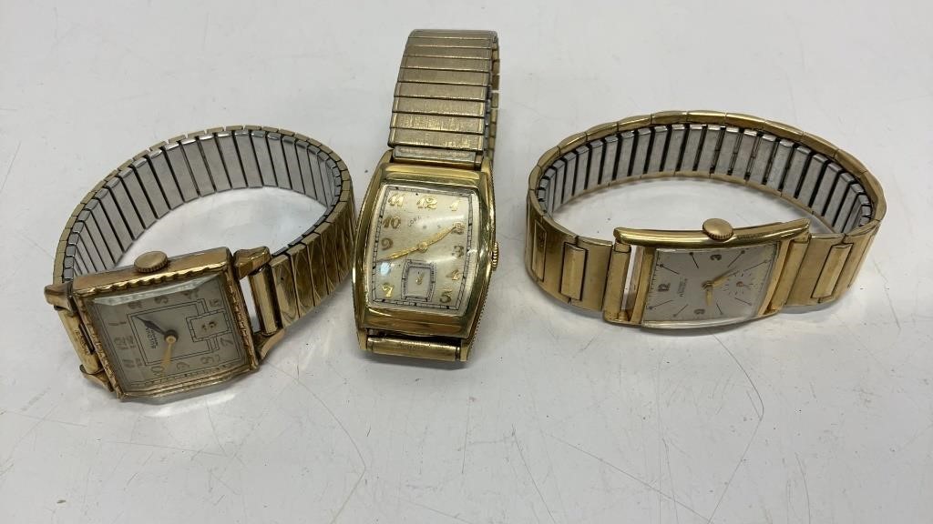 (3) watches, (2) Gold filled band, stainless