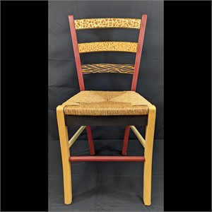 Hand Painted Accent Chair with Woven Seat