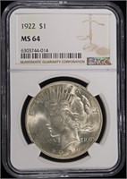 1922 PEACE DOLLAR NGC MS-64