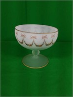 Frosted Glass Dish with Bows and Floral Design