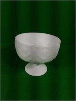 White Glass Dish with Leaf Design