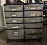 (2) Rolling Drawer Storage Bins 12" x 14" x 36"