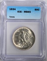 1934 TEXAS HALF DOLLAR ICG MS65 GEM