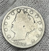 1886 Liberty Head V Nickel VG