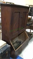 Beautiful antique kitchen cupboard with wood box -