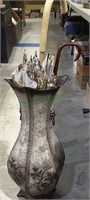 24 inch metal umbrella stand with several