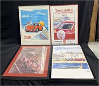 Vintage Porsche posters 25” x 17” smallest 24” x