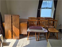 Vintage solid wood drop leaf dining set w/6 chairs