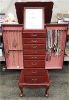 Cherry Finish Jewelry Cabinet Full!!!!