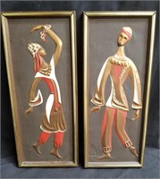 Pair of Mid Century modern copper plaques
