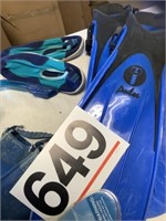 Scubba goggles, fins, swim shoes - sz 10 and