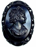 Victorian Bog Wood Mourning Cameo